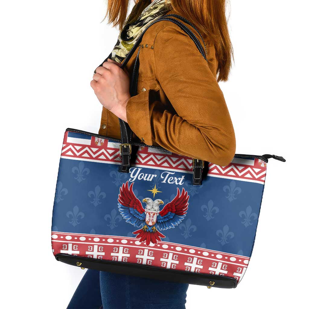 Personalized Serbia Christmas Eagle Leather Tote Bag Srecan Bozic Tee - Wonder Print Shop