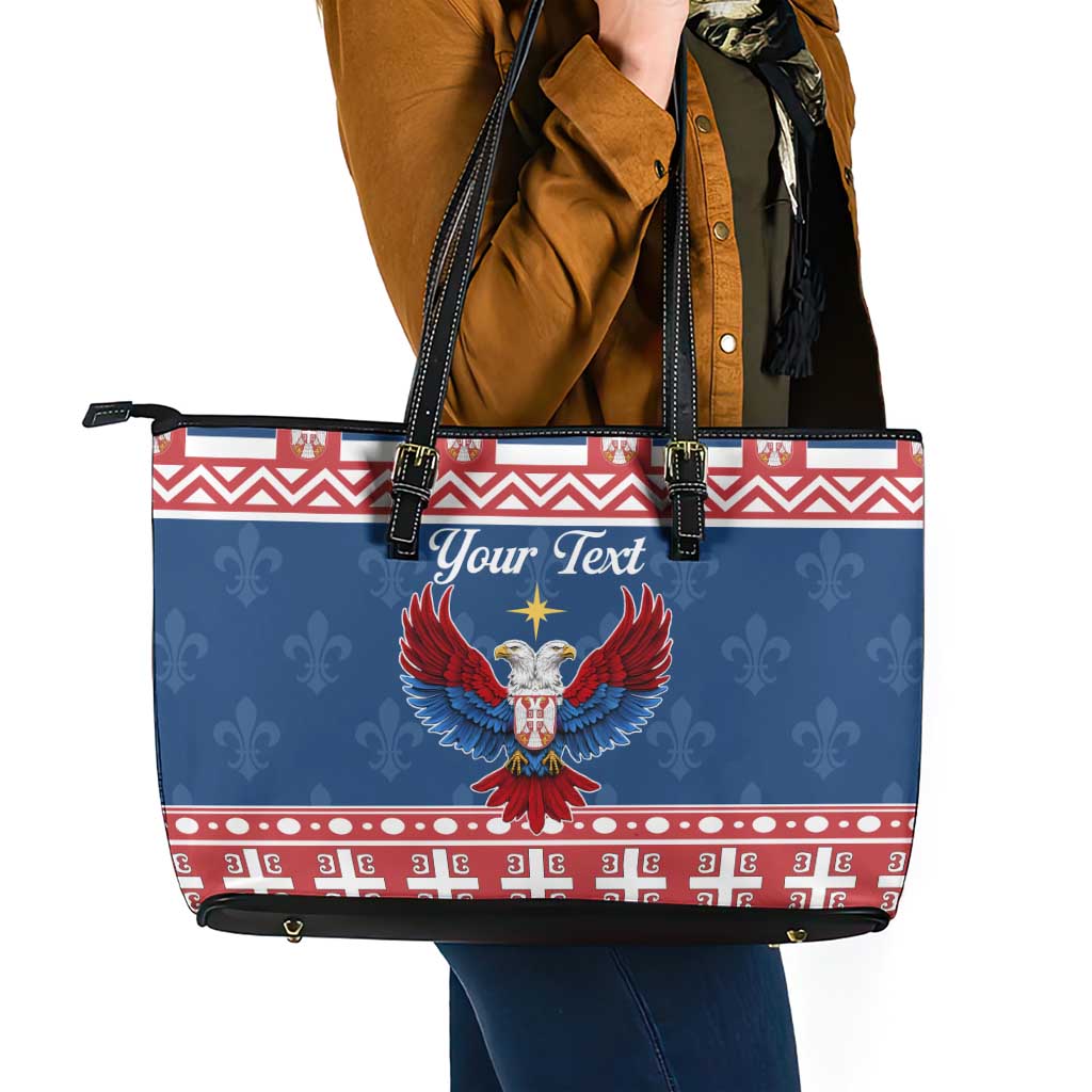 Personalized Serbia Christmas Eagle Leather Tote Bag Srecan Bozic Tee - Wonder Print Shop