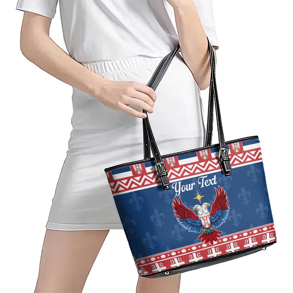 Personalized Serbia Christmas Eagle Leather Tote Bag Srecan Bozic Tee - Wonder Print Shop