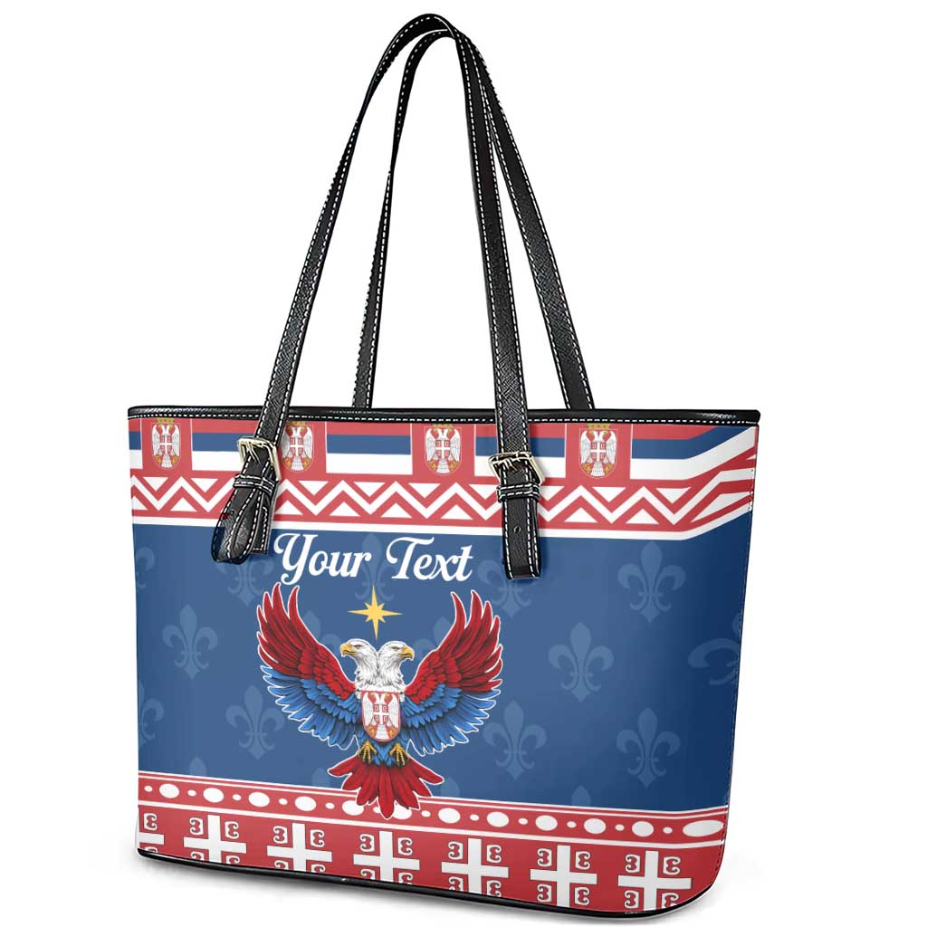 Personalized Serbia Christmas Eagle Leather Tote Bag Srecan Bozic Tee - Wonder Print Shop