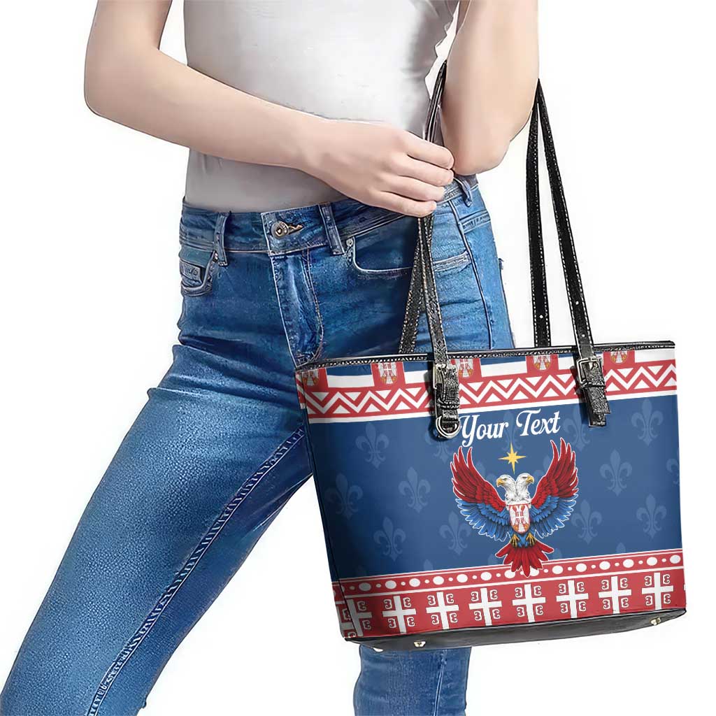 Personalized Serbia Christmas Eagle Leather Tote Bag Srecan Bozic Tee - Wonder Print Shop