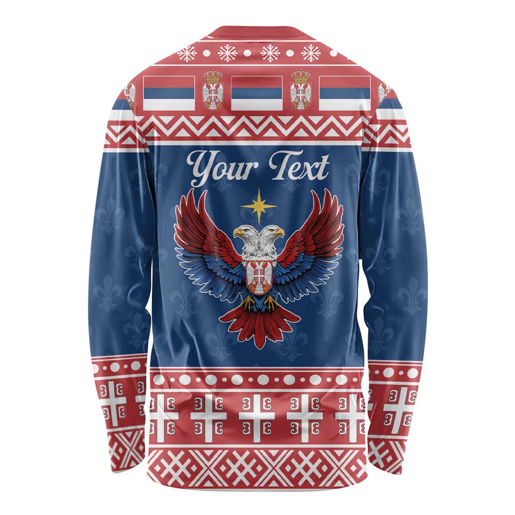 Personalized Serbia Christmas Eagle Long Sleeve Shirt Srecan Bozic Tee - Wonder Print Shop