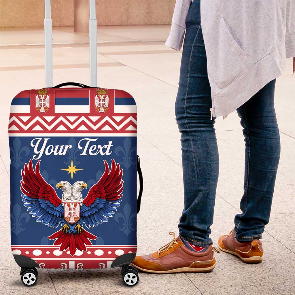 Personalized Serbia Christmas Eagle Luggage Cover Srecan Bozic Tee - Wonder Print Shop