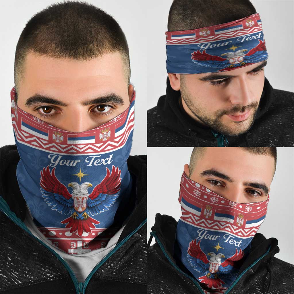 Personalized Serbia Christmas Eagle Neck Gaiter Srecan Bozic Tee - Wonder Print Shop
