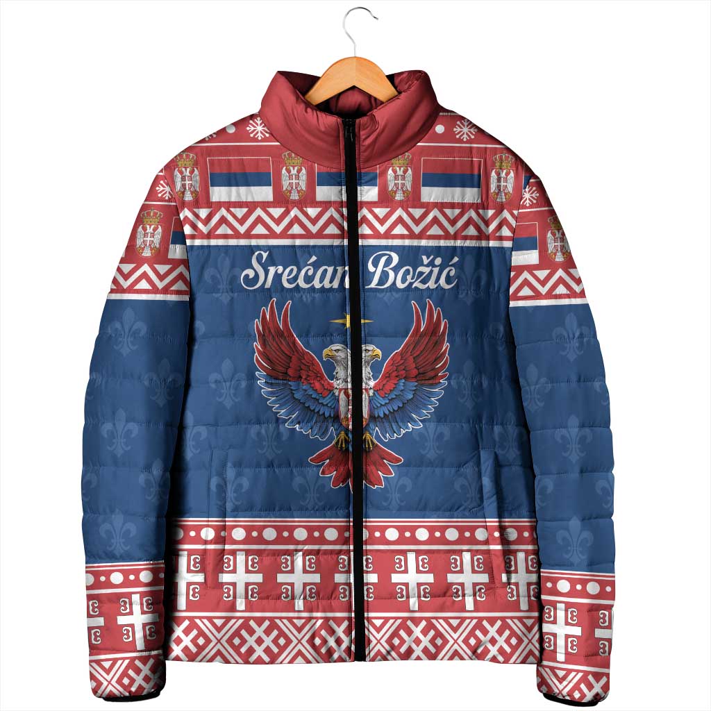 Personalized Serbia Christmas Eagle Padded Jacket Srecan Bozic Tee - Wonder Print Shop