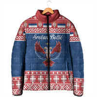 Personalized Serbia Christmas Eagle Padded Jacket Srecan Bozic Tee - Wonder Print Shop