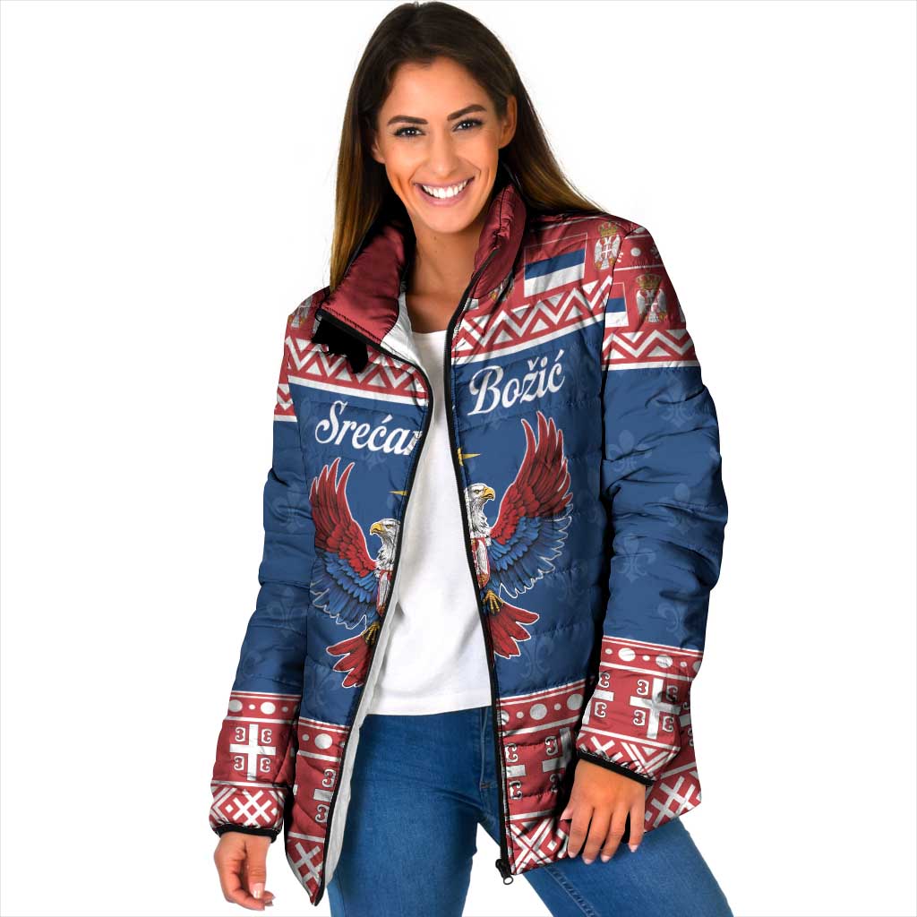 Personalized Serbia Christmas Eagle Padded Jacket Srecan Bozic Tee - Wonder Print Shop