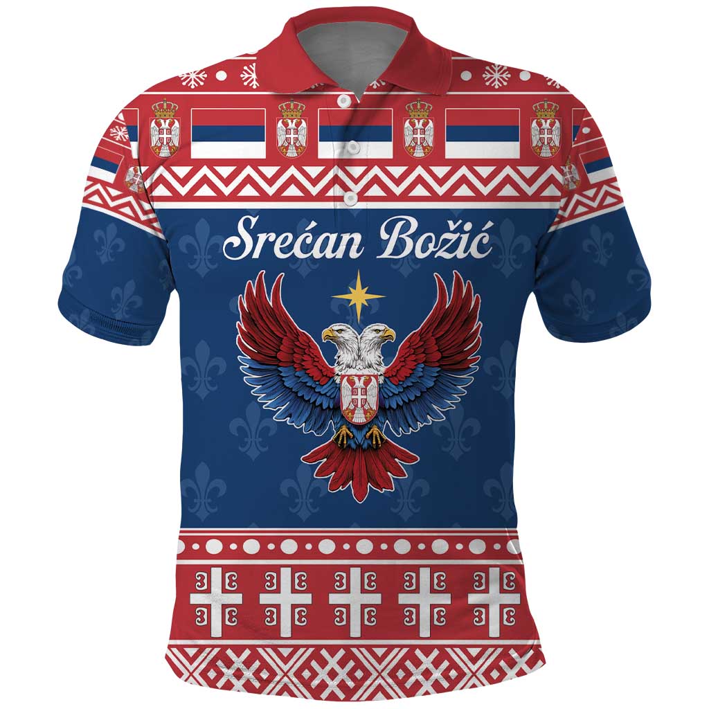 Personalized Serbia Christmas Eagle Polo Shirt Srecan Bozic Tee - Wonder Print Shop