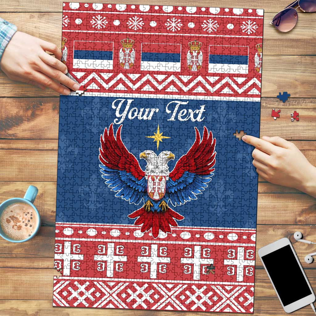 Personalized Serbia Christmas Eagle Puzzle Srecan Bozic Tee - Wonder Print Shop
