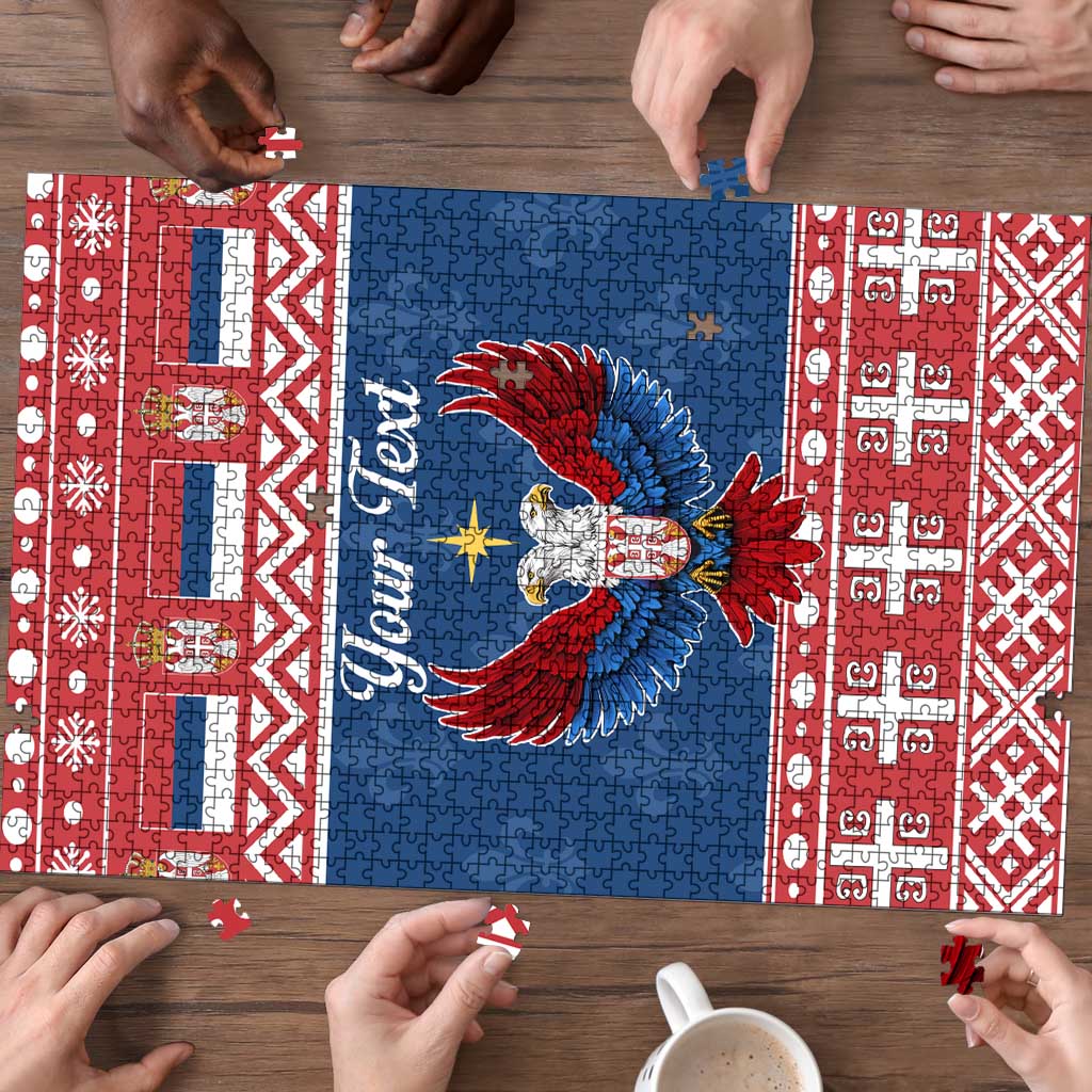 Personalized Serbia Christmas Eagle Puzzle Srecan Bozic Tee - Wonder Print Shop