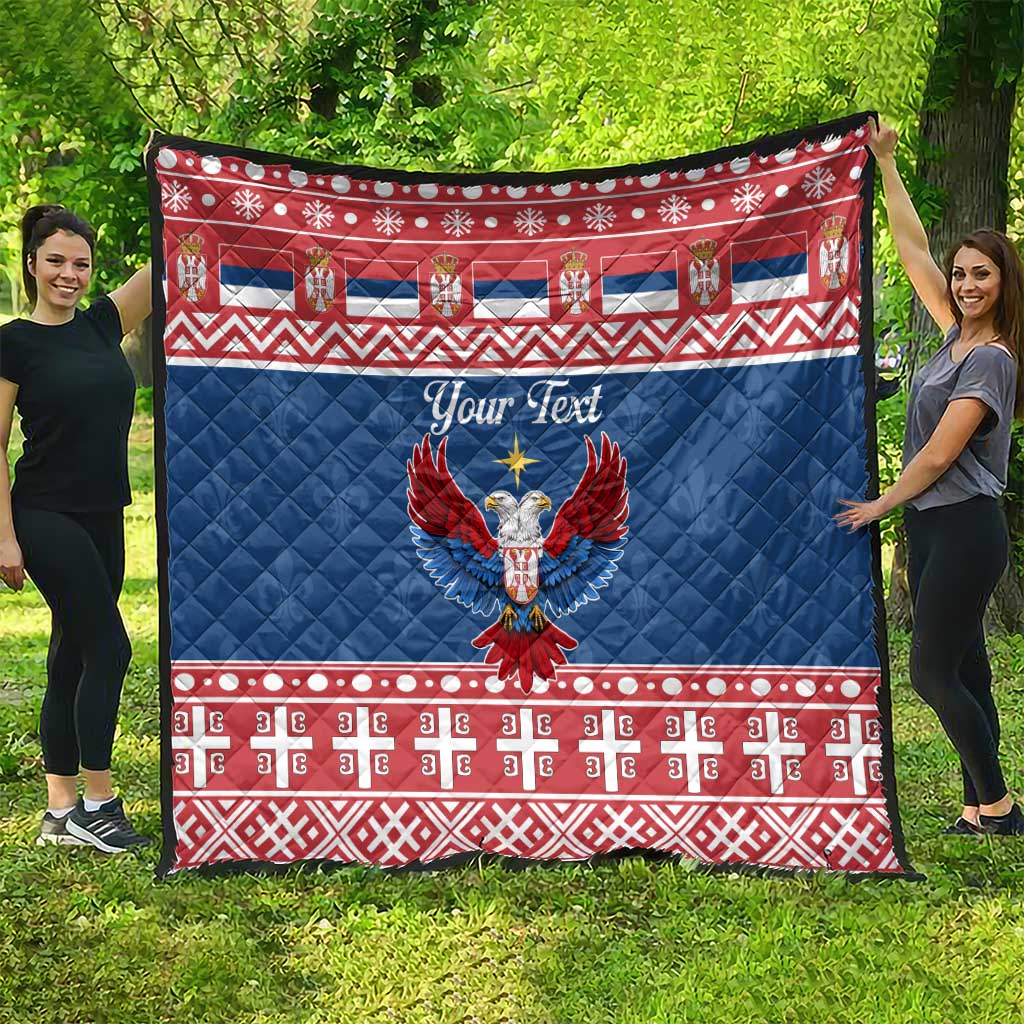 Personalized Serbia Christmas Eagle Quilt Srecan Bozic Tee - Wonder Print Shop
