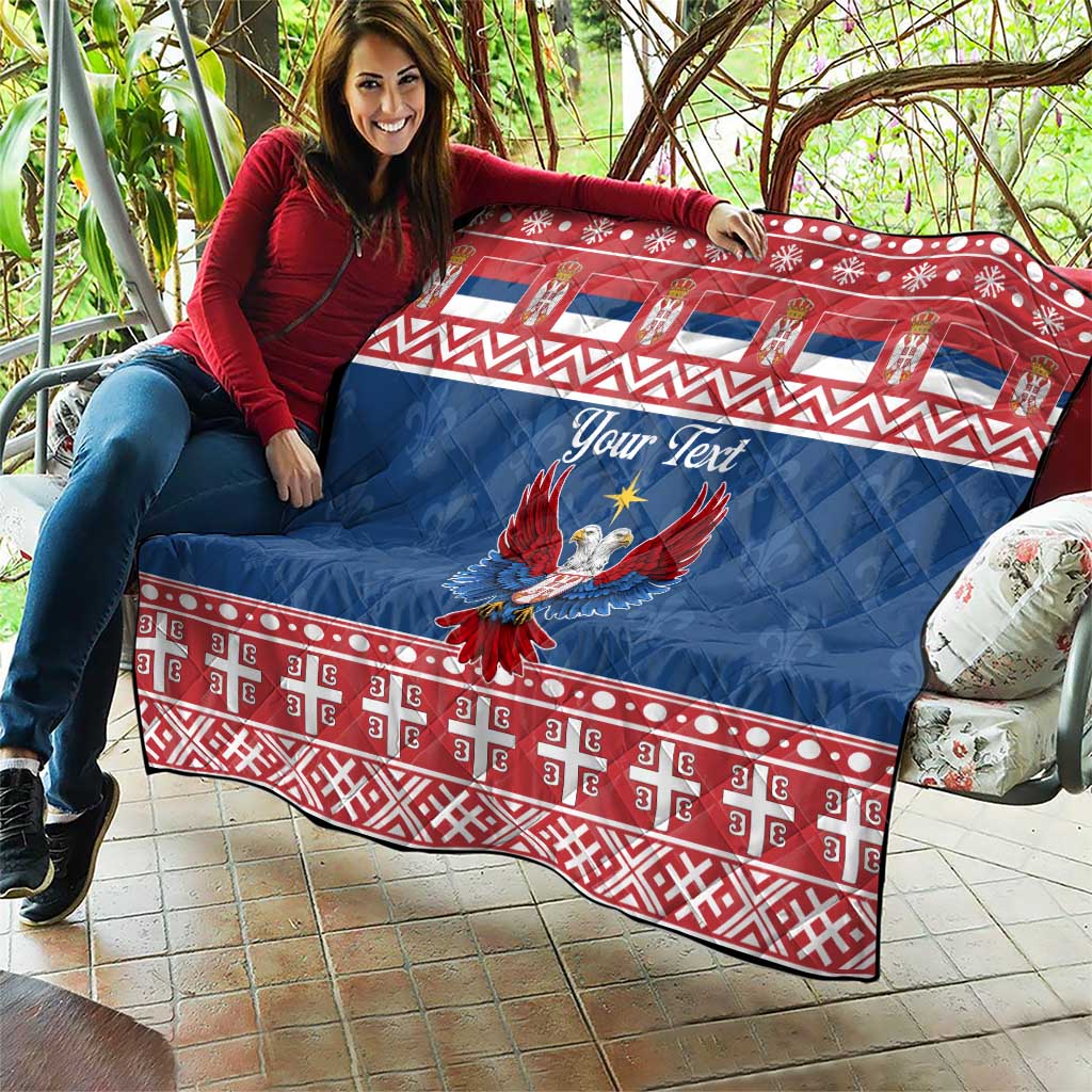 Personalized Serbia Christmas Eagle Quilt Srecan Bozic Tee - Wonder Print Shop