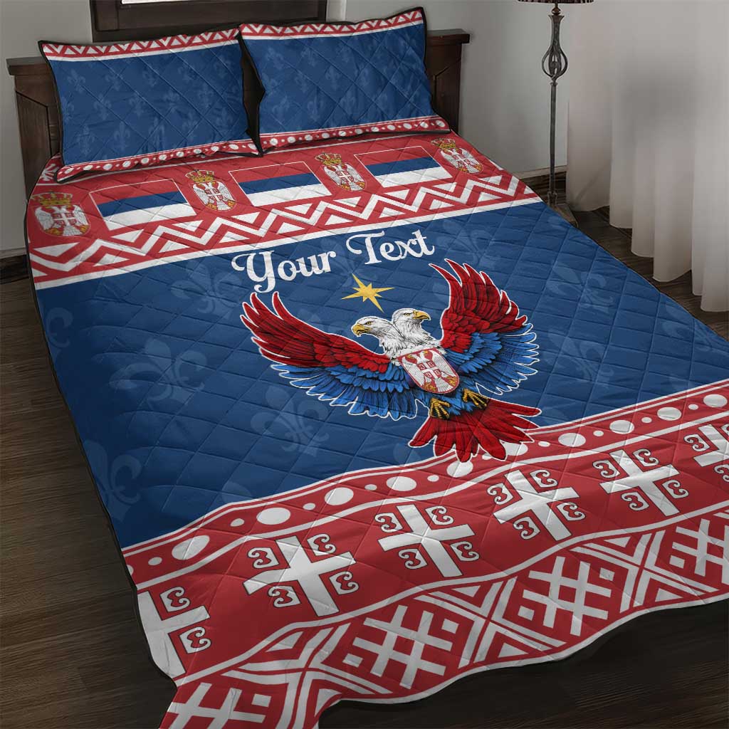 Personalized Serbia Christmas Eagle Quilt Bed Set Srecan Bozic Tee - Wonder Print Shop
