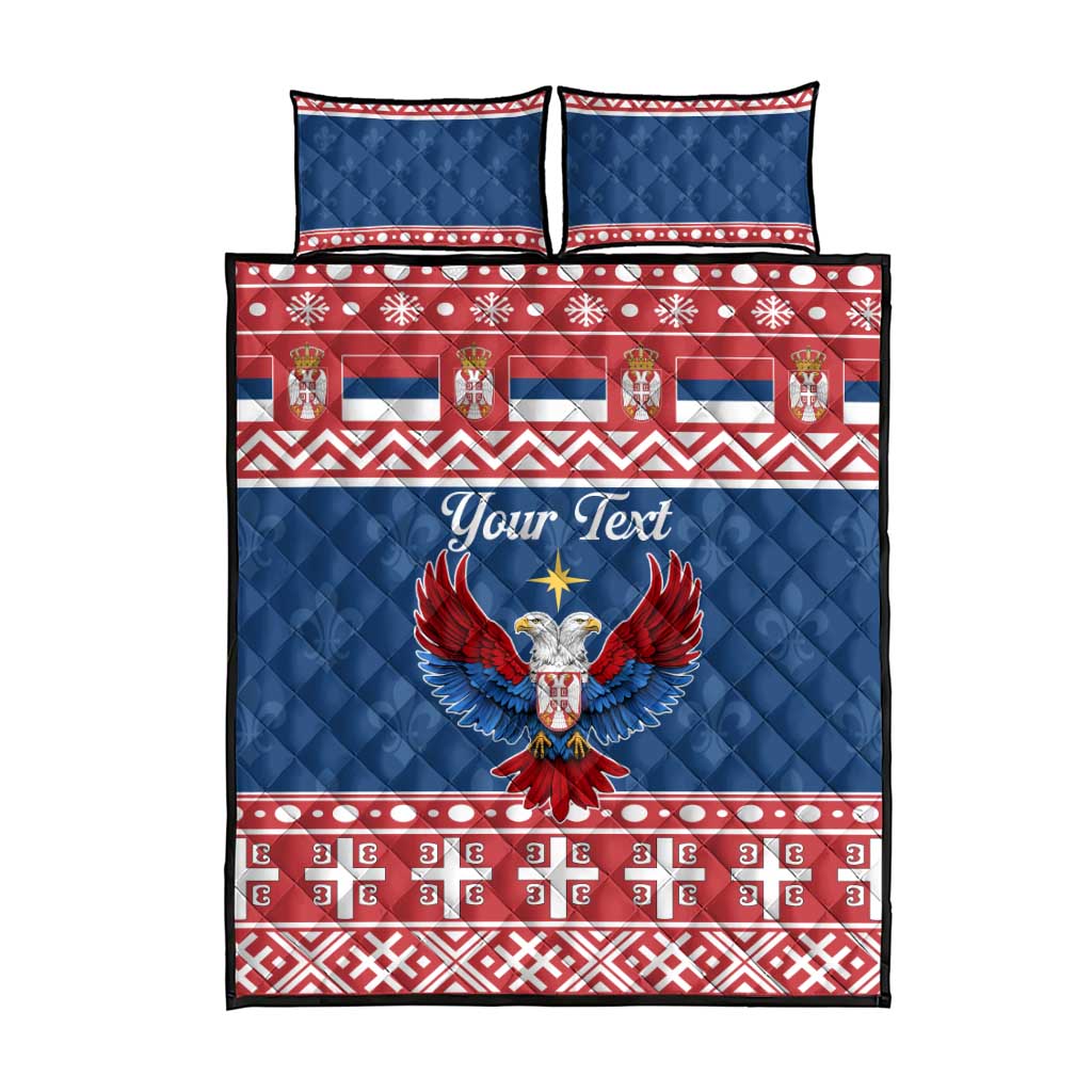 Personalized Serbia Christmas Eagle Quilt Bed Set Srecan Bozic Tee - Wonder Print Shop