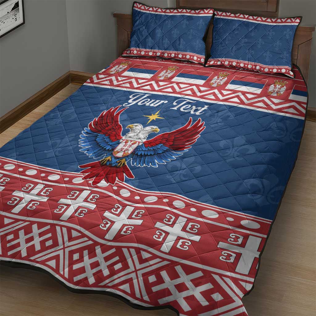 Personalized Serbia Christmas Eagle Quilt Bed Set Srecan Bozic Tee - Wonder Print Shop