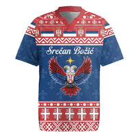Personalized Serbia Christmas Eagle Rugby Jersey Srecan Bozic Tee - Wonder Print Shop