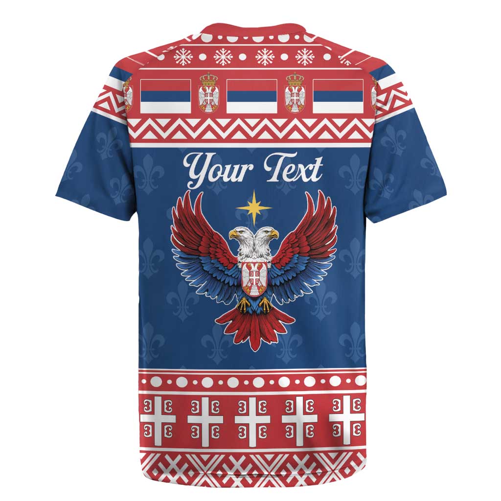 Personalized Serbia Christmas Eagle Rugby Jersey Srecan Bozic Tee - Wonder Print Shop