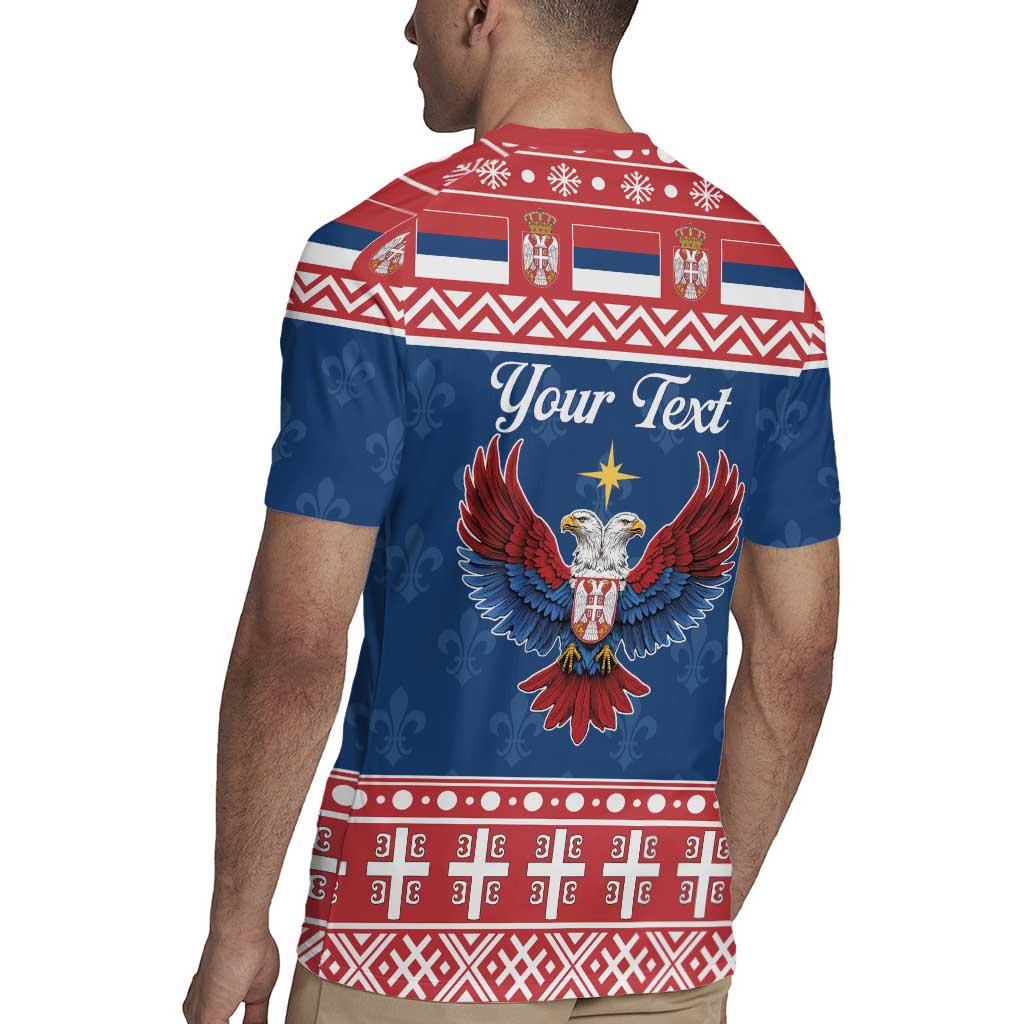 Personalized Serbia Christmas Eagle Rugby Jersey Srecan Bozic Tee - Wonder Print Shop