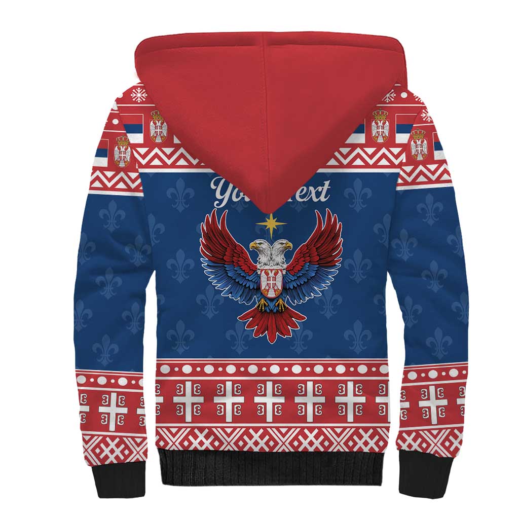 Personalized Serbia Christmas Eagle Sherpa Hoodie Srecan Bozic Tee - Wonder Print Shop