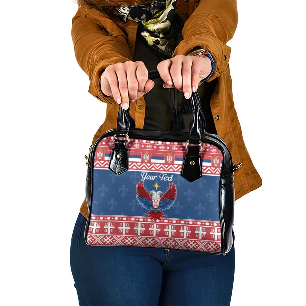 Personalized Serbia Christmas Eagle Shoulder Handbag Srecan Bozic Tee - Wonder Print Shop