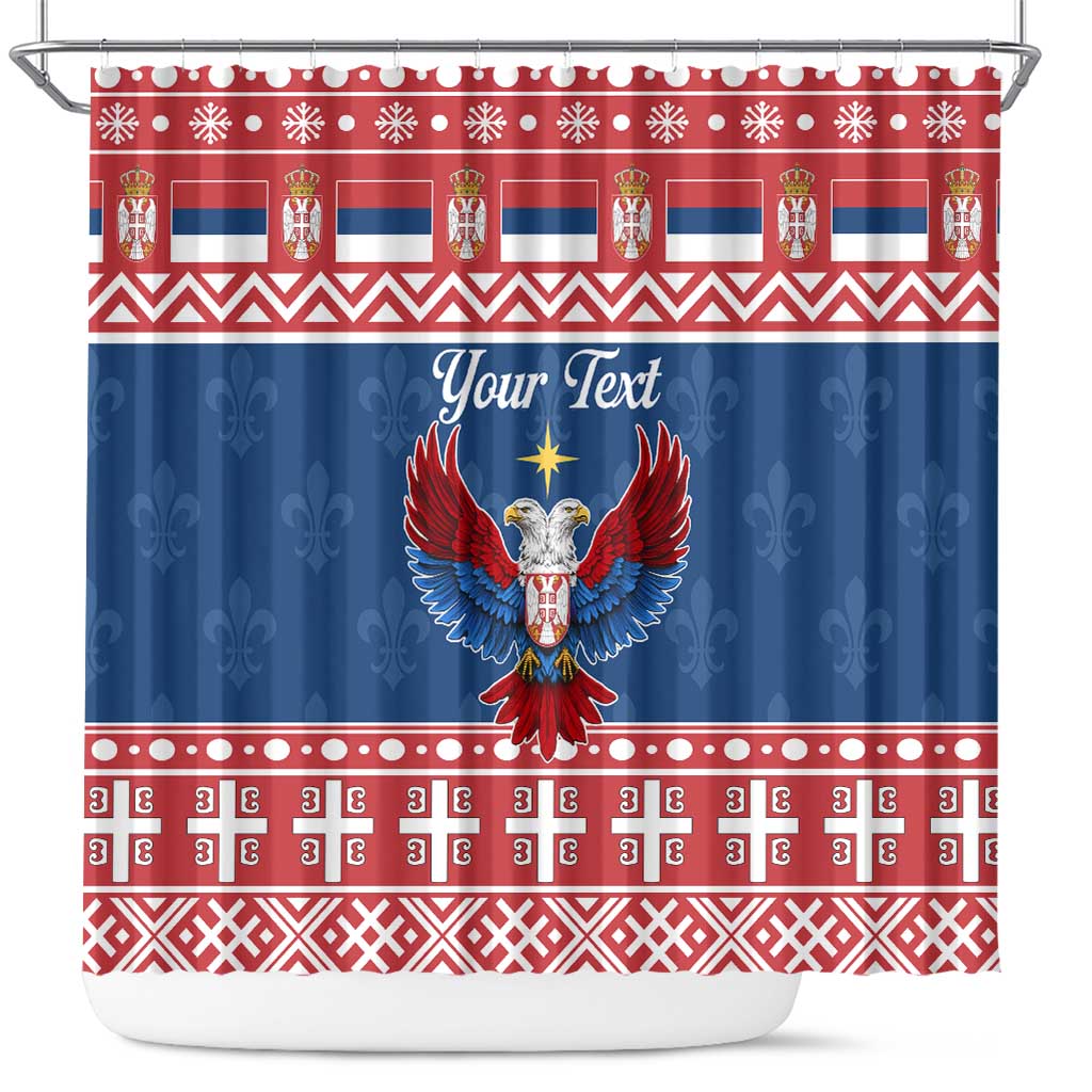 Personalized Serbia Christmas Eagle Shower Curtain Srecan Bozic Tee - Wonder Print Shop