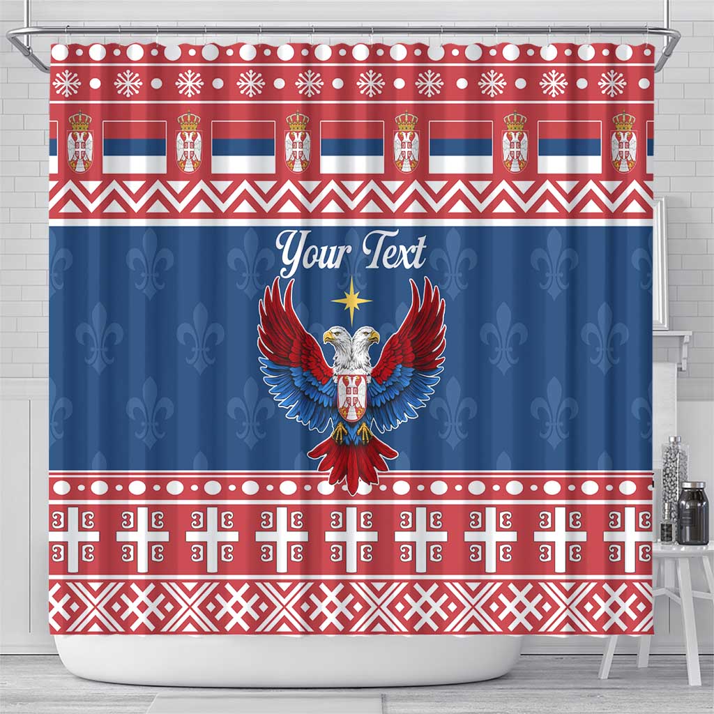 Personalized Serbia Christmas Eagle Shower Curtain Srecan Bozic Tee - Wonder Print Shop