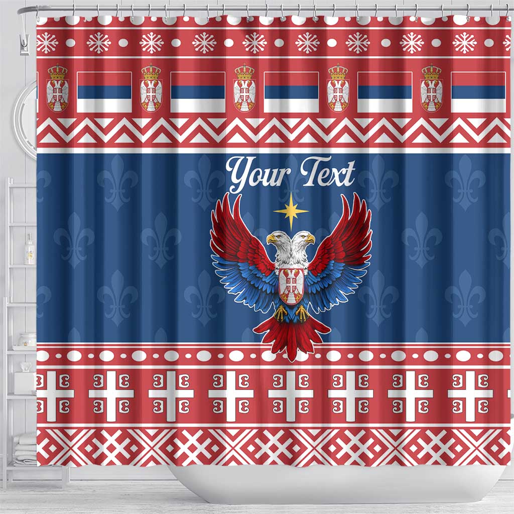 Personalized Serbia Christmas Eagle Shower Curtain Srecan Bozic Tee - Wonder Print Shop