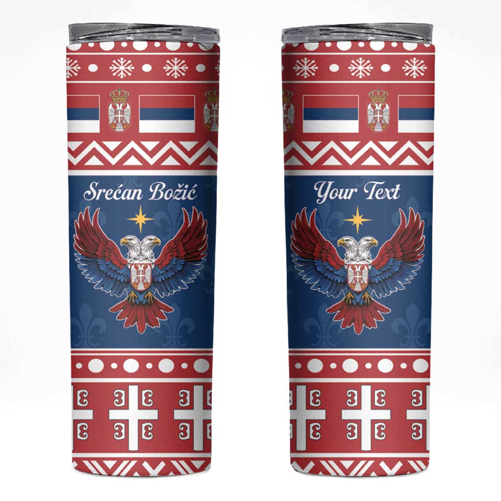 Personalized Serbia Christmas Eagle Skinny Tumbler Srecan Bozic Tee - Wonder Print Shop