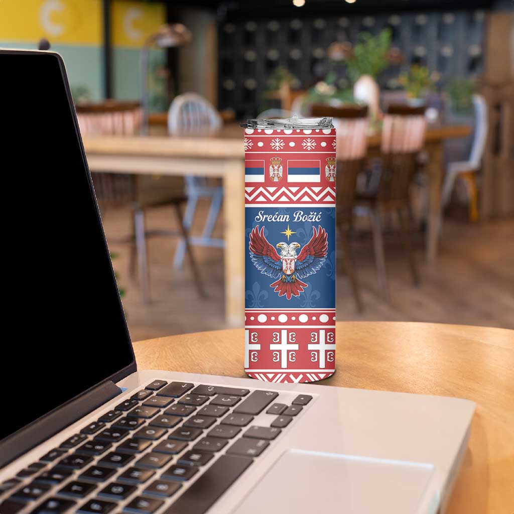 Personalized Serbia Christmas Eagle Skinny Tumbler Srecan Bozic Tee - Wonder Print Shop