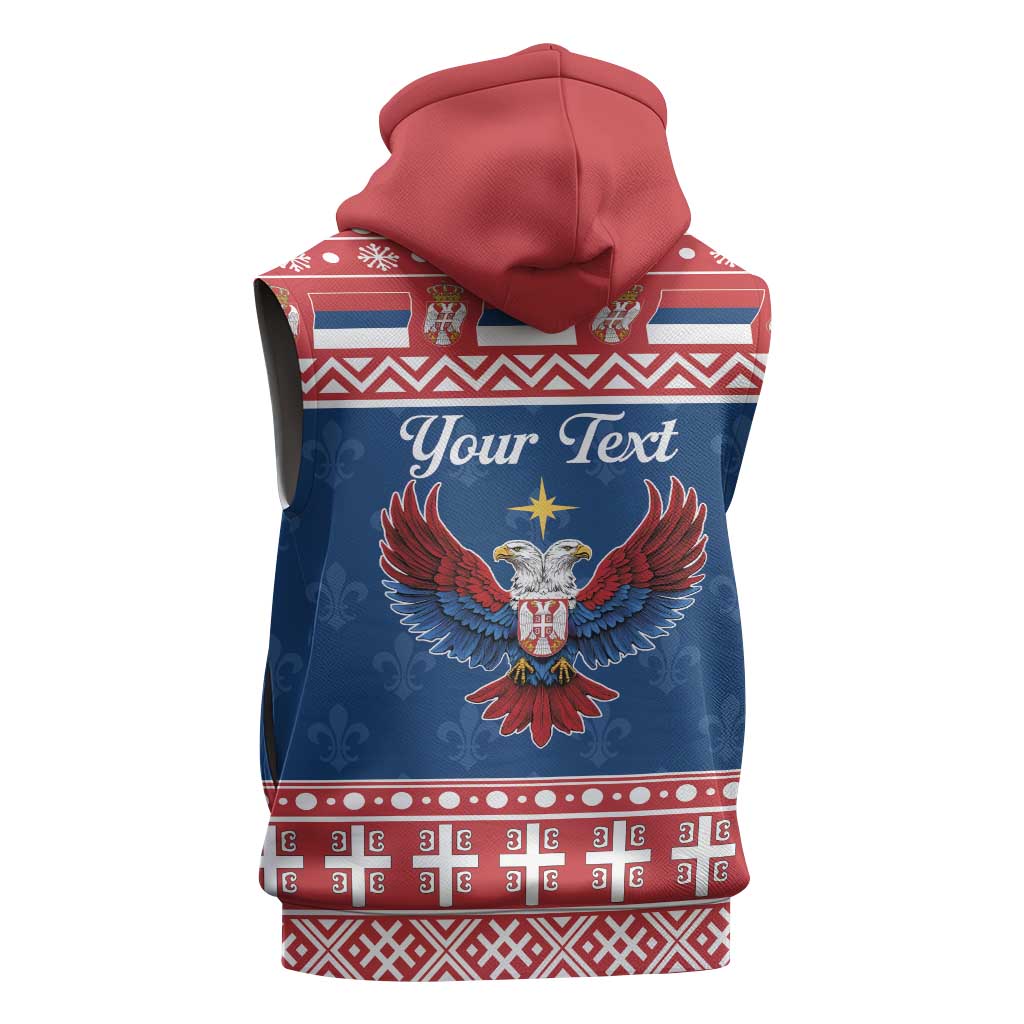 Personalized Serbia Christmas Eagle Sleeveless Hoodie Srecan Bozic Tee - Wonder Print Shop