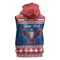 Personalized Serbia Christmas Eagle Sleeveless Zip Hoodie Srecan Bozic Tee - Wonder Print Shop