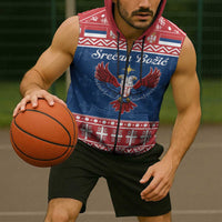 Personalized Serbia Christmas Eagle Sleeveless Zip Hoodie Srecan Bozic Tee - Wonder Print Shop