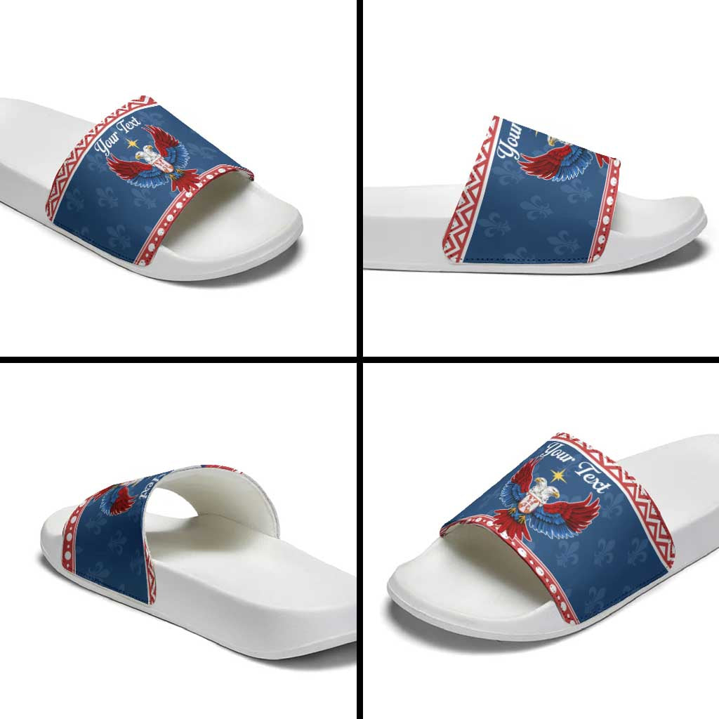 Personalized Serbia Christmas Eagle Slide Sandals Srecan Bozic Tee - Wonder Print Shop