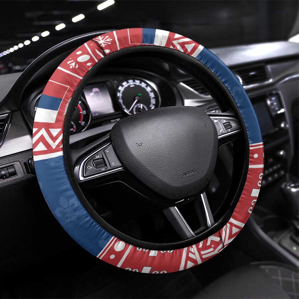 Serbia Christmas Eagle Steering Wheel Cover Srecan Bozic Tee - Wonder Print Shop