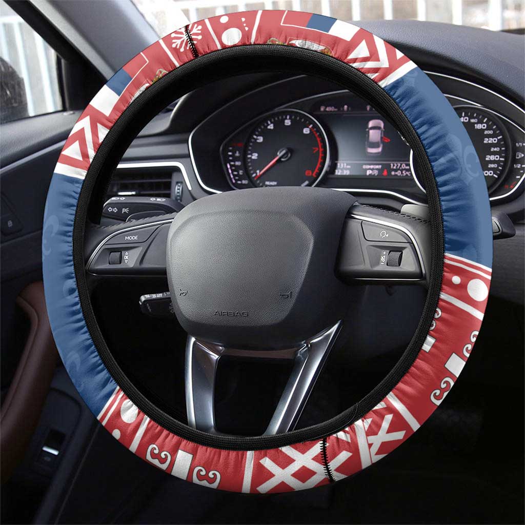 Serbia Christmas Eagle Steering Wheel Cover Srecan Bozic Tee - Wonder Print Shop