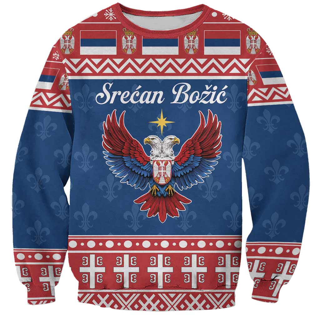 Personalized Serbia Christmas Eagle Sweatshirt Srecan Bozic Tee - Wonder Print Shop
