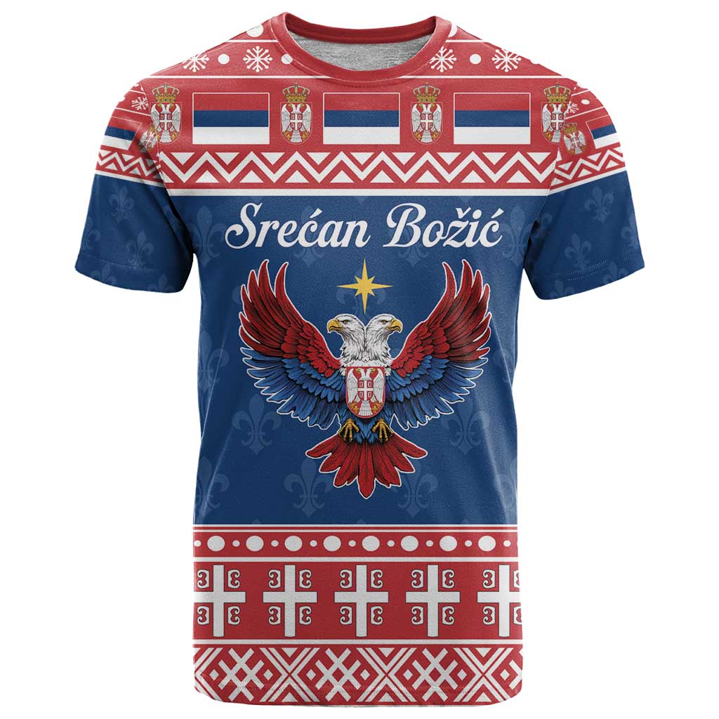 Personalized Serbia Christmas Eagle T Shirt Srecan Bozic Tee - Wonder Print Shop