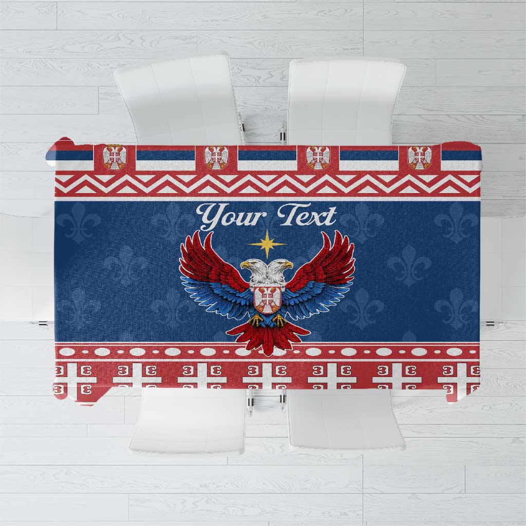 Personalized Serbia Christmas Eagle Tablecloth Srecan Bozic Tee - Wonder Print Shop