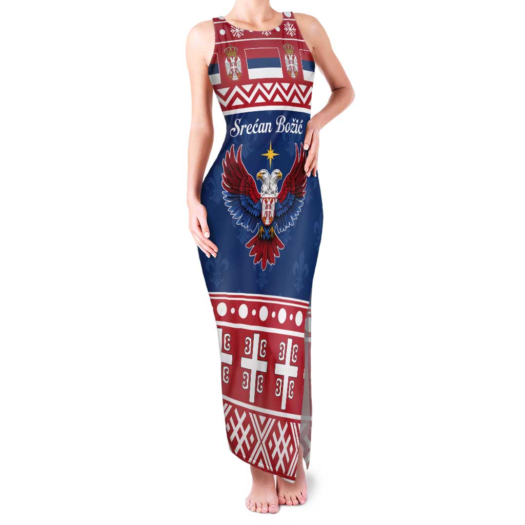 Personalized Serbia Christmas Eagle Tank Maxi Dress Srecan Bozic Tee - Wonder Print Shop