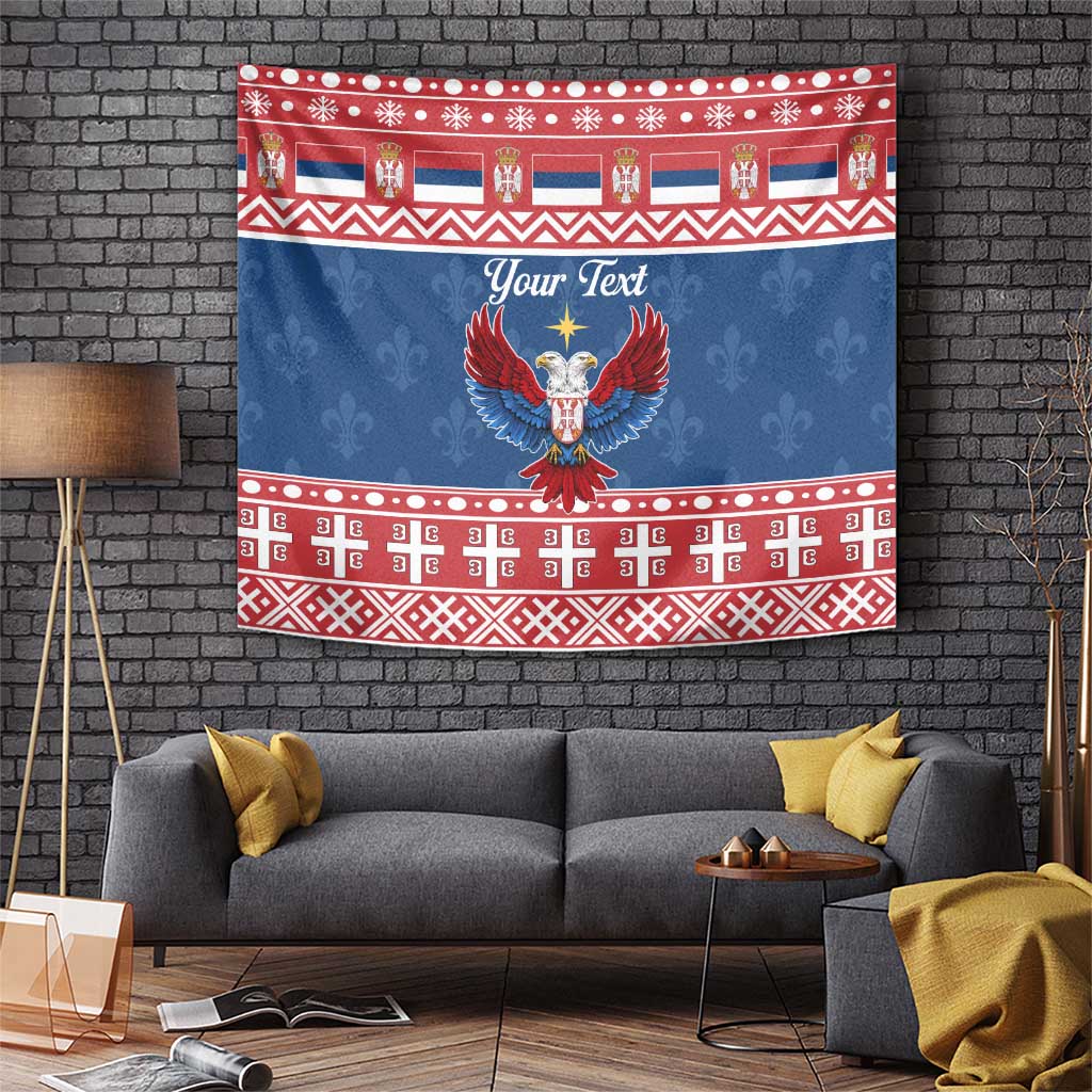 Personalized Serbia Christmas Eagle Tapestry Srecan Bozic Tee - Wonder Print Shop