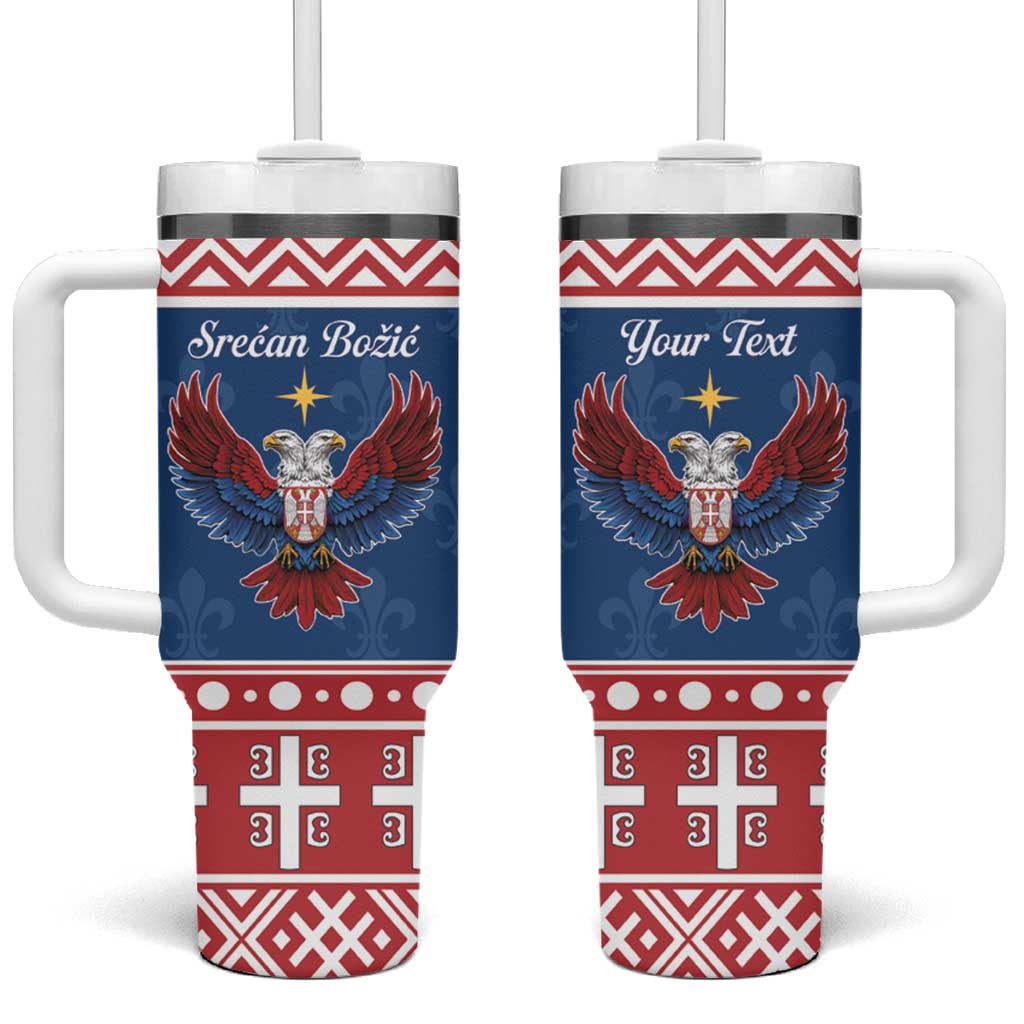Personalized Serbia Christmas Eagle Tumbler With Handle Srecan Bozic Tee - Wonder Print Shop