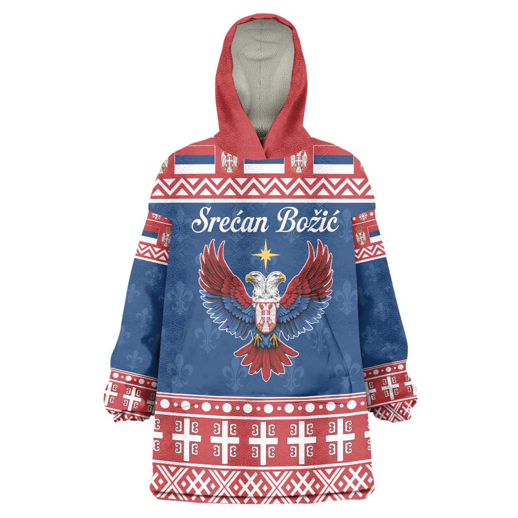 Personalized Serbia Christmas Eagle Wearable Blanket Hoodie Srecan Bozic Tee - Wonder Print Shop