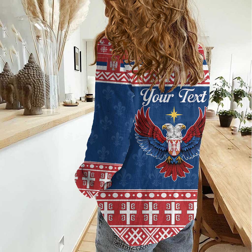 Personalized Serbia Christmas Eagle Women Casual Shirt Srecan Bozic Tee - Wonder Print Shop