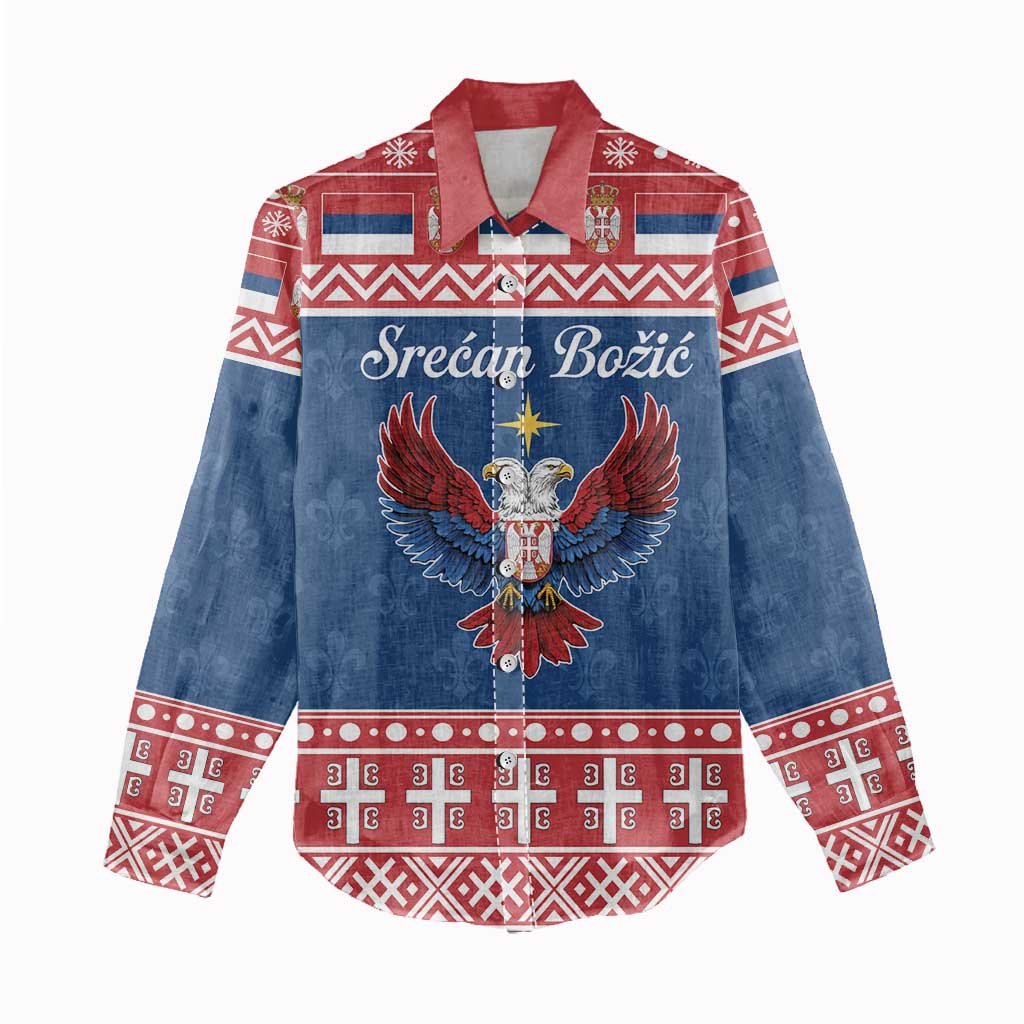 Personalized Serbia Christmas Eagle Women Casual Shirt Srecan Bozic Tee - Wonder Print Shop
