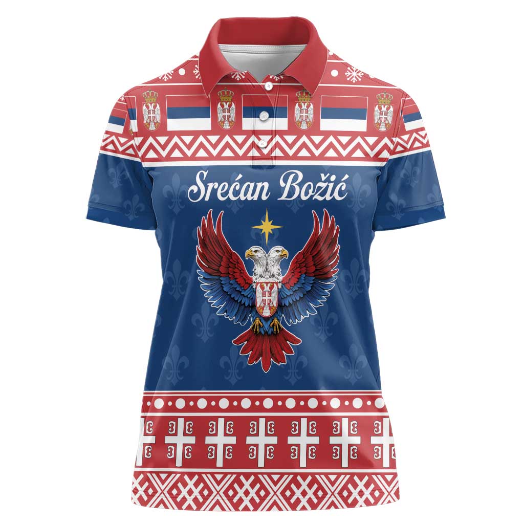 Personalized Serbia Christmas Eagle Women Polo Shirt Srecan Bozic Tee - Wonder Print Shop