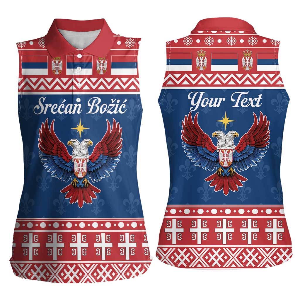 Personalized Serbia Christmas Eagle Women Sleeveless Polo Shirt Srecan Bozic Tee - Wonder Print Shop
