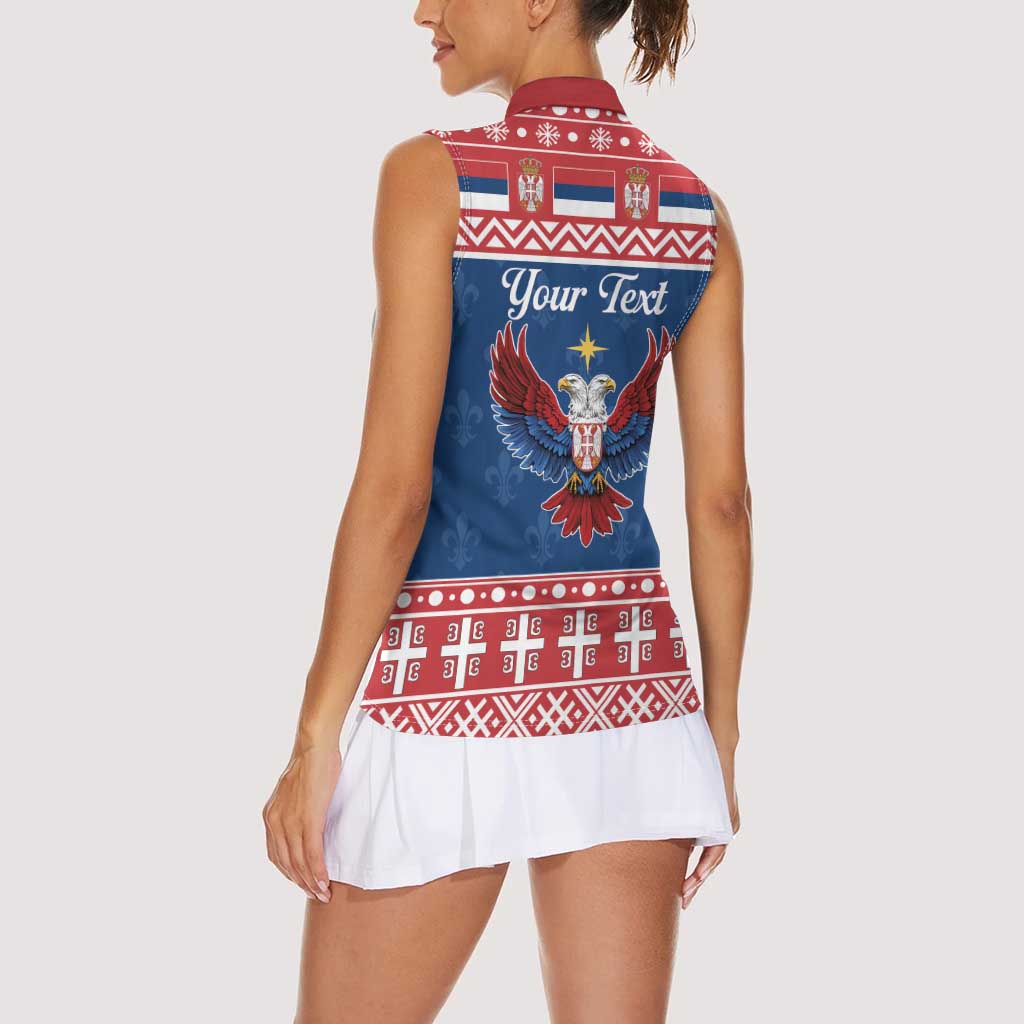 Personalized Serbia Christmas Eagle Women Sleeveless Polo Shirt Srecan Bozic Tee - Wonder Print Shop