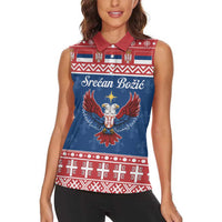 Personalized Serbia Christmas Eagle Women Sleeveless Polo Shirt Srecan Bozic Tee - Wonder Print Shop