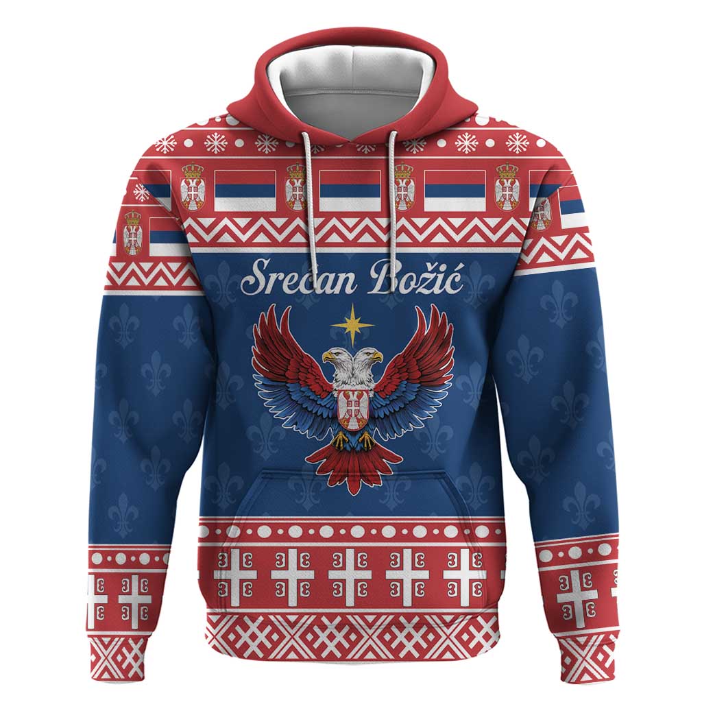 Personalized Serbia Christmas Eagle Zip Hoodie Srecan Bozic Tee - Wonder Print Shop