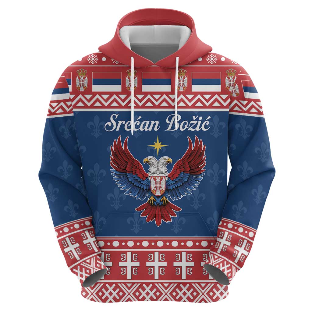 Personalized Serbia Christmas Eagle Zip Hoodie Srecan Bozic Tee - Wonder Print Shop